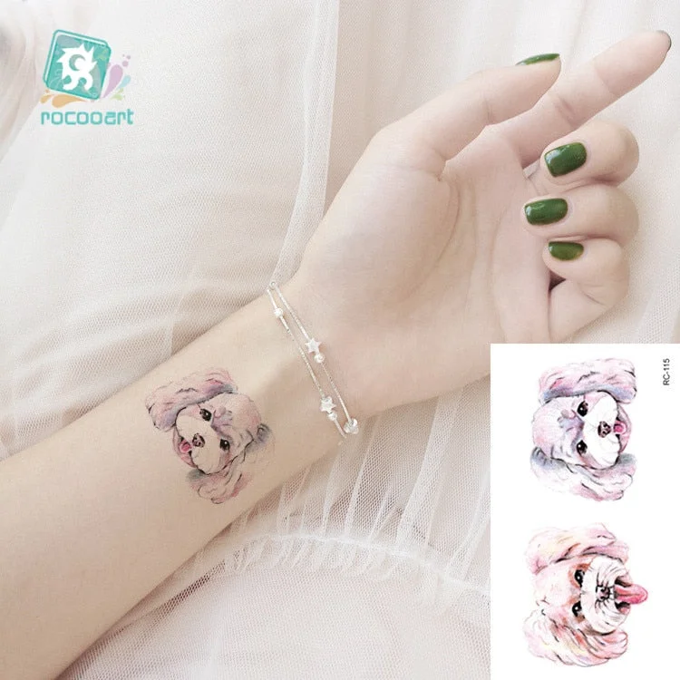 Rocooart Animal Waterproof Temporary Tattoo Sticker Flamingo Cat Fox Tatoo Body Art Women New Fake Taty Tatuaje Cute Small Tatto