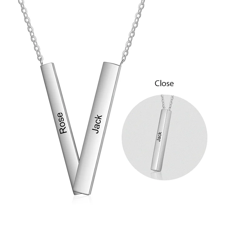 Personalized Foldable 3D Bar Necklace Vertical Name Bar Necklace