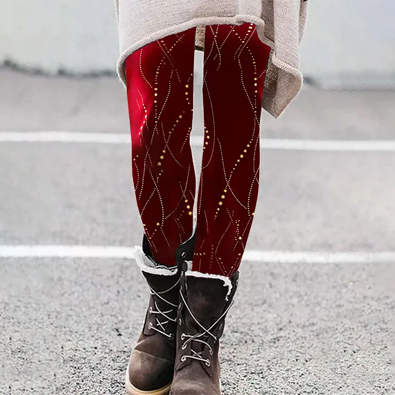 Red Shiny Trendy Cozy Women's Leggings