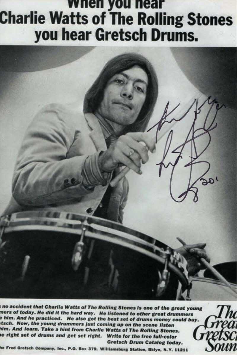 CHARLIE WATTS SIGNED AUTOGRAPH 8X12 Photo Poster painting - ROLLING STONES HONKY TONK WOMEN ACOA