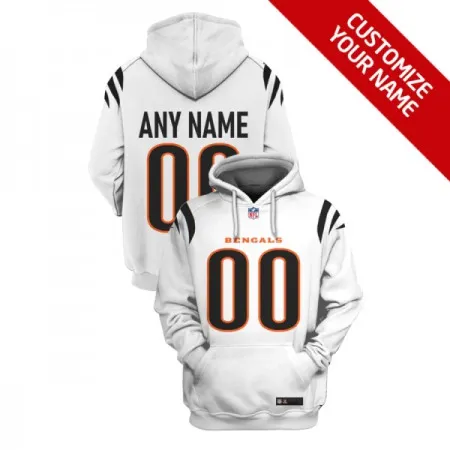Men's Cincinnati Bengals Active Player Custom 2021 White Pullover Hoodie KOVK