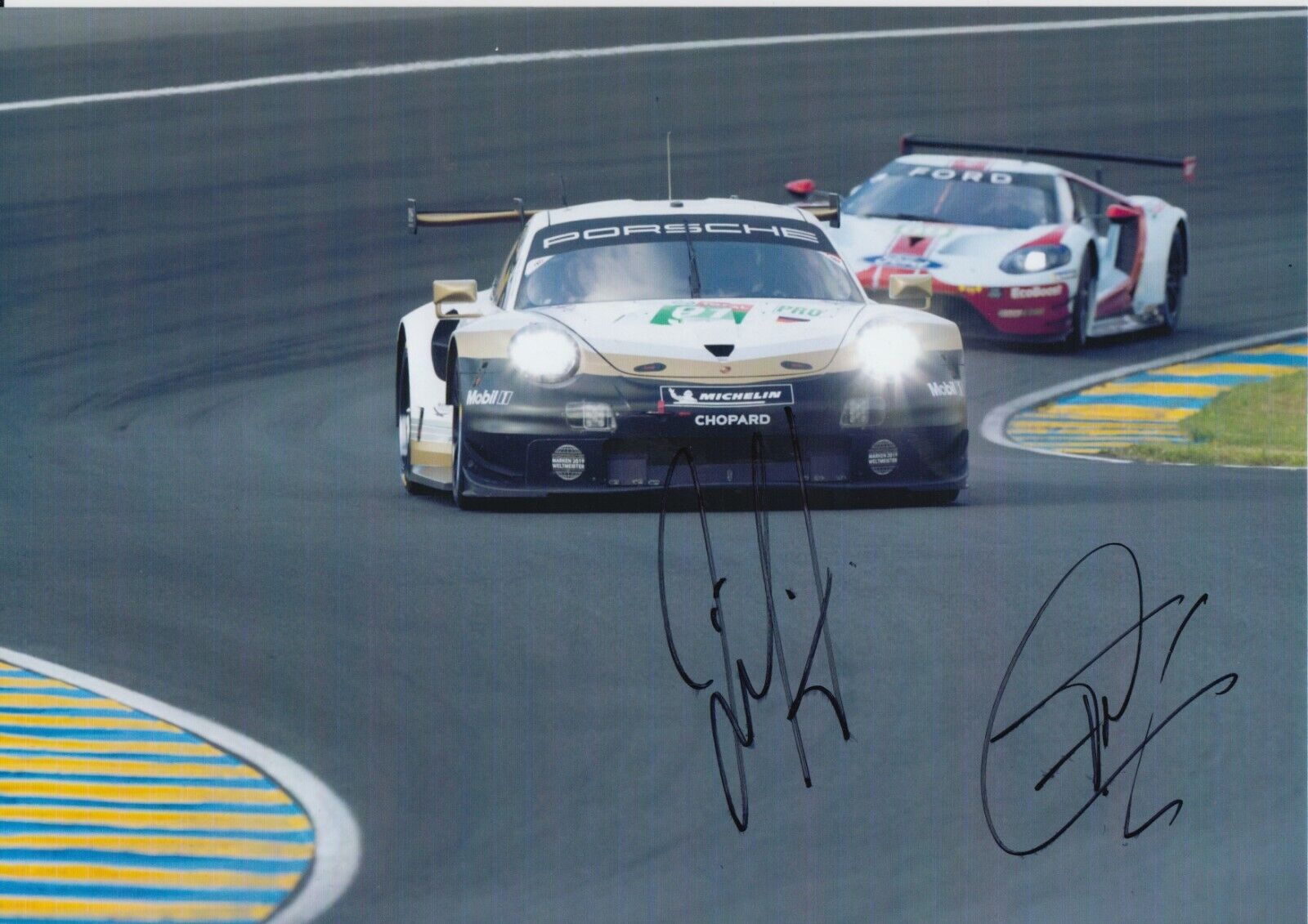 Lietz, Makowiecki Hand Signed Porsche 12x8 Photo Poster painting 2019 Le Mans.