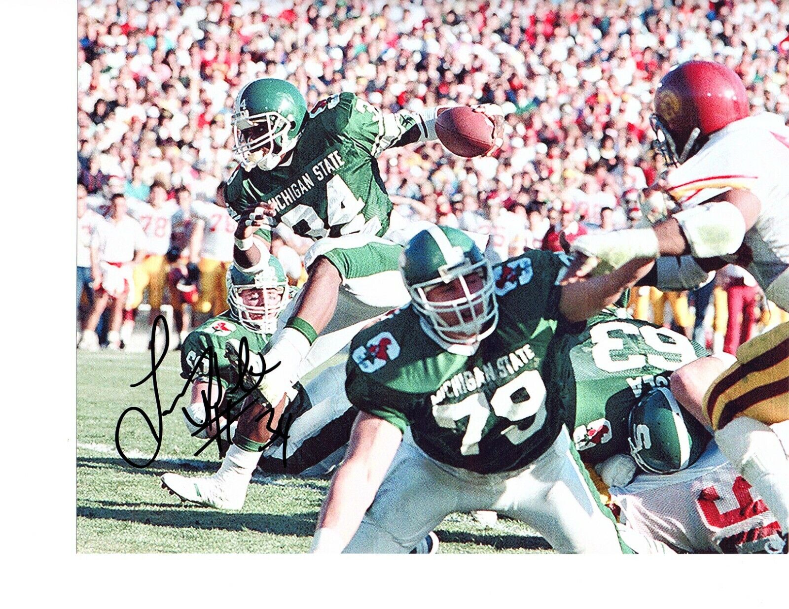 Lorenzo White Michigan State Spartans Football Signed autograph 8X10 Photo Poster painting Rose