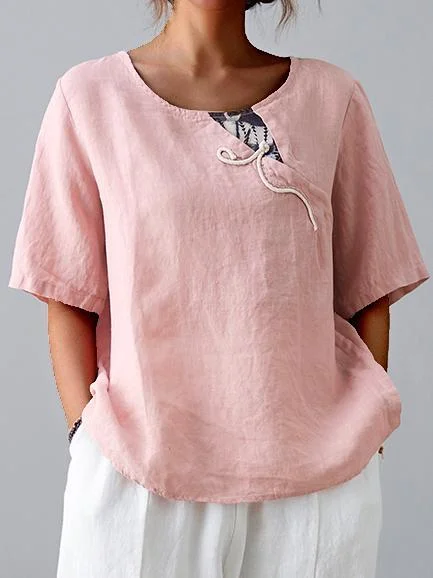 Boho Paneled Short Sleeve Blouse-Mayoulove