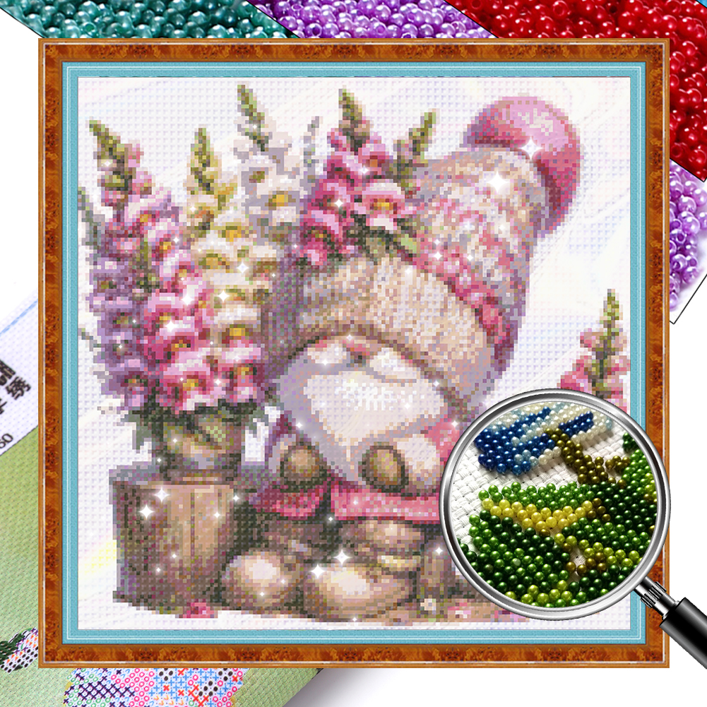 Flower Dwarf Partial 9CT Pre-stamped Canvas(40*39cm) Beaded Cross Stitch