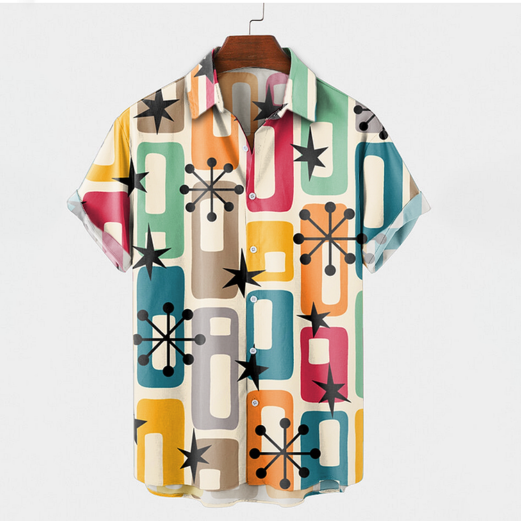 Men's geometric fashion short sleeve shirt