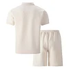 Men's Casual Jacquard Short-Sleeve Polo Shirt & Shorts Two-Piece Set by Inlyline
