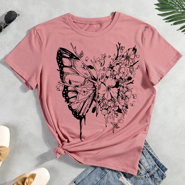 ANB - Butterfly Flowers   T-shirt Tee -06436