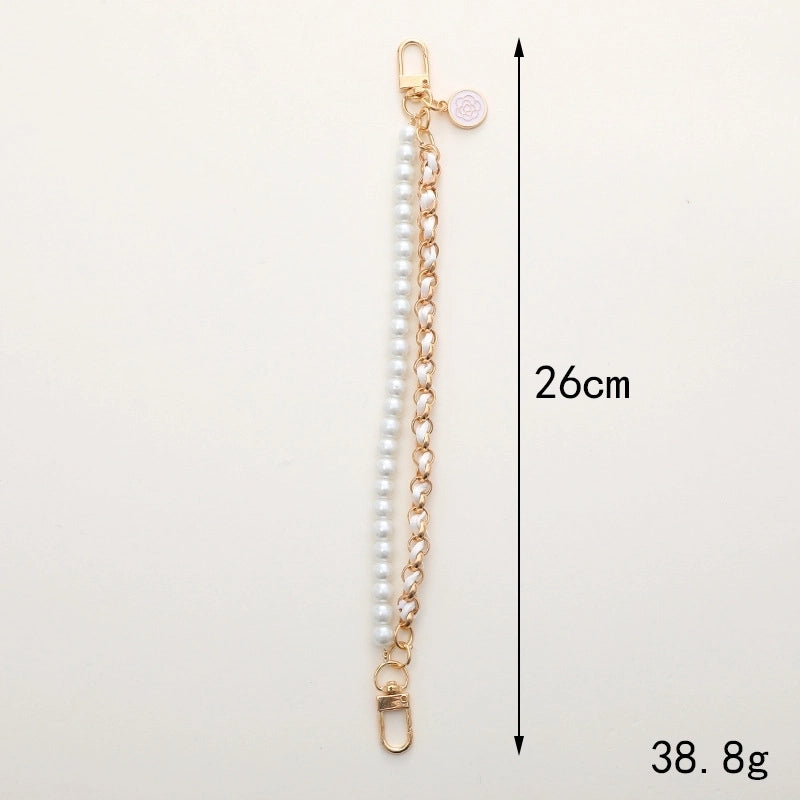 Elegant Flower Metal Beaded Plating Chain Bag Pendant Mobile Phone Chain