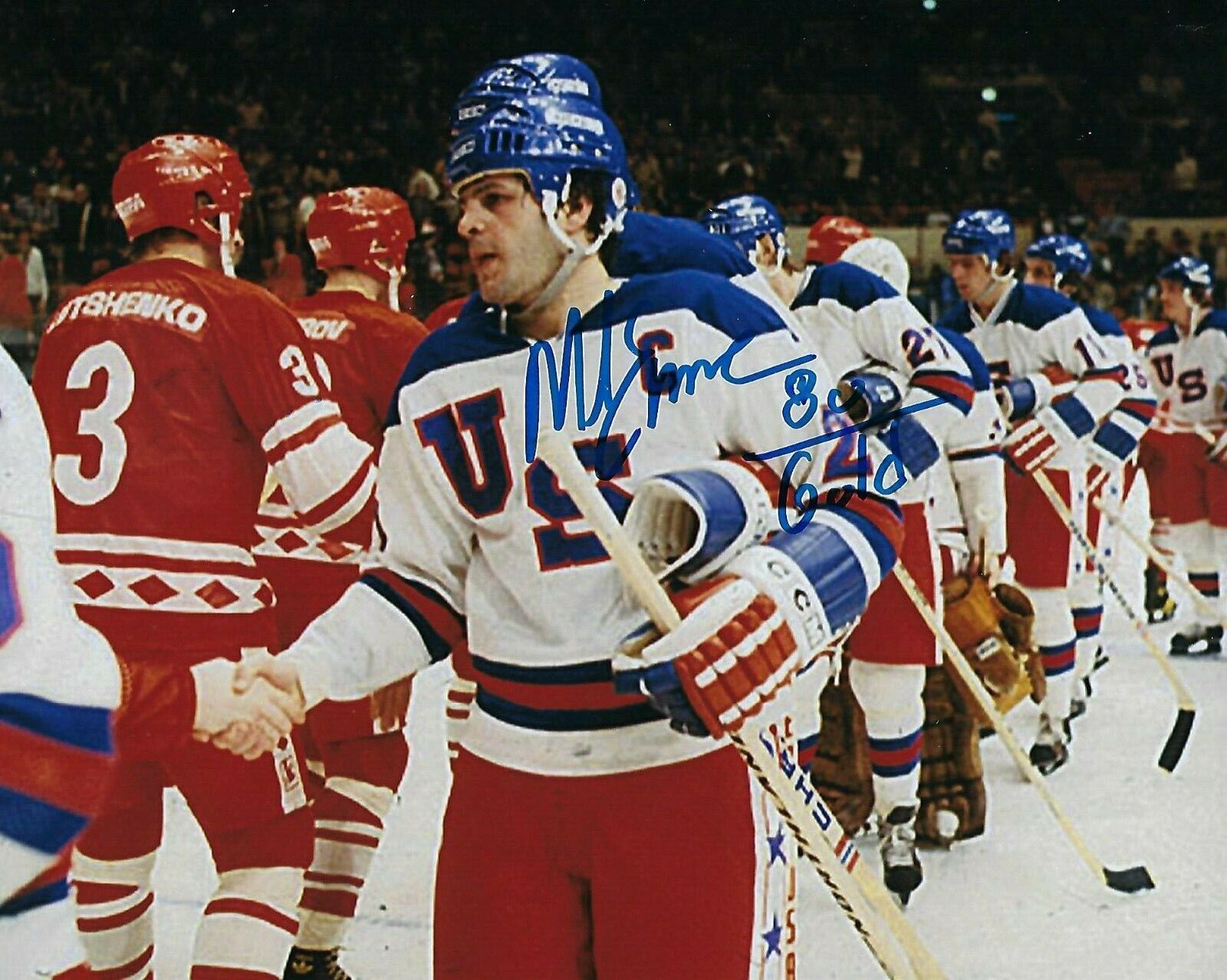 GFA 1980 Miracle on Ice Captain * MIKE ERUZIONE * Signed 8x10 Photo Poster painting M1 COA