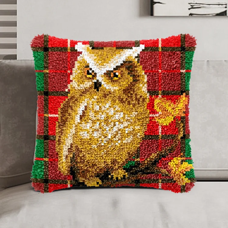 Golden Owl Pillowcase Latch Hook Kits for Beginners veirousa