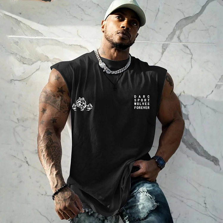 CAMEL COUPONS Men's Vest Summer New Sports Fitness Cotton Crew Neck Loose Sleeveless T-shirt Gym Running Training Bodybuilding Tank Top