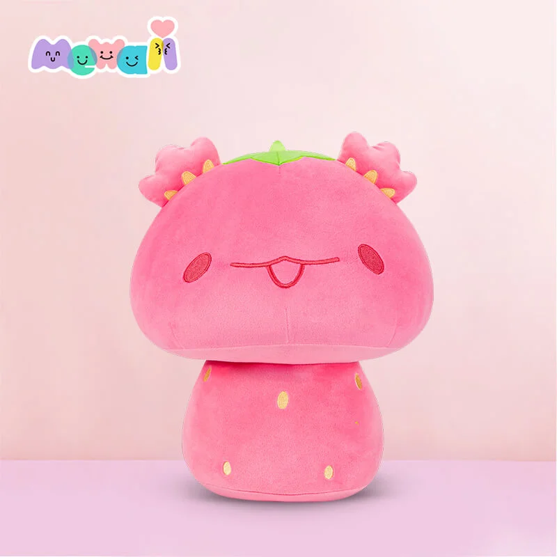 Mewaii® Mushroom Family Strawberry Axolotl Pink Kawaii Plush Pillow Squish Toy