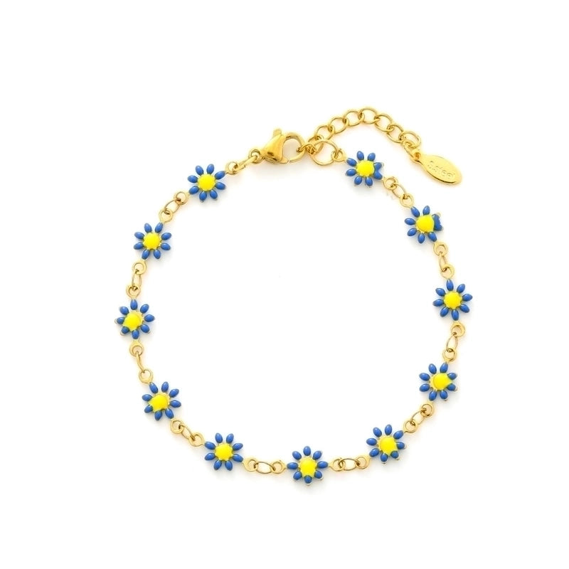 Cute Flower Stainless Steel 18K Gold Plated None Bracelets In Bulk