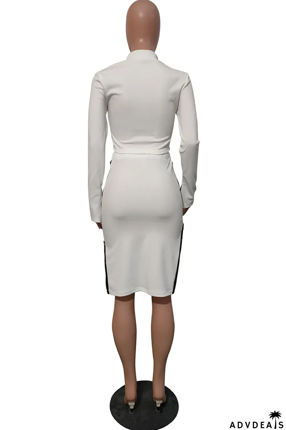 Beige Casual Solid Chains V Neck Long Sleeve Regular Sleeve Two Pieces