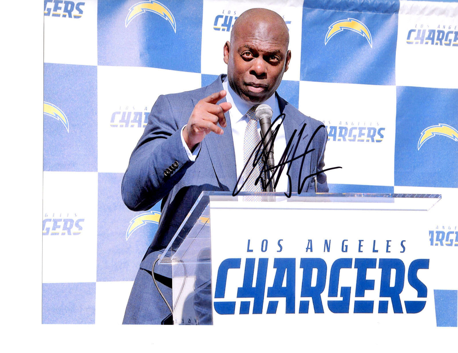 Anthony Lynn Los Angeles Chargers hand auto signed football 8x10 Photo Poster painting LA NFL b