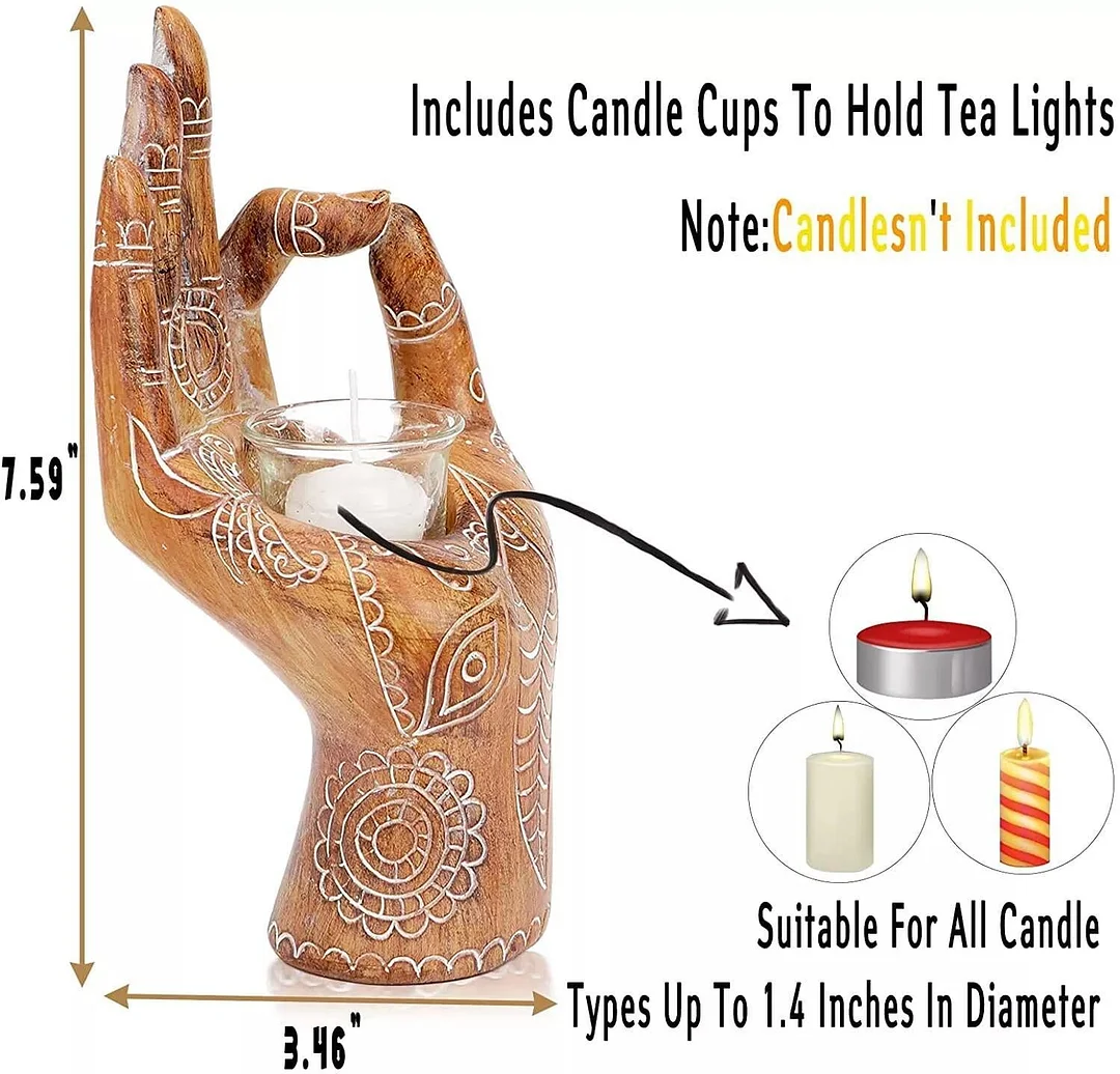 Tea Light Candle Holders Meditation Decor Buddha Hand Candle Holder Zen Spiritual Sculpture