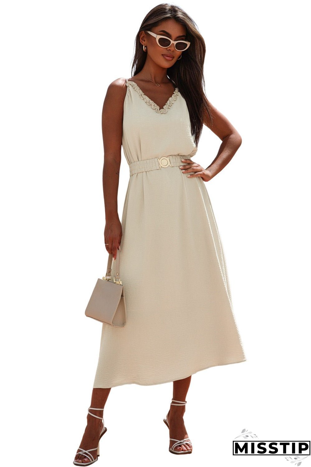 V Neck Sleeveless Maxi Dress