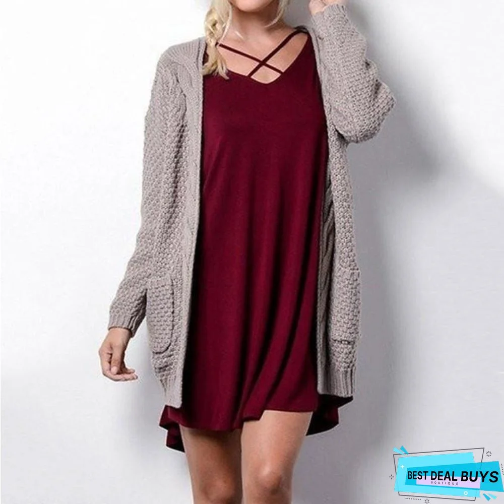 Women's Long Sleeved Cardigan Sweater