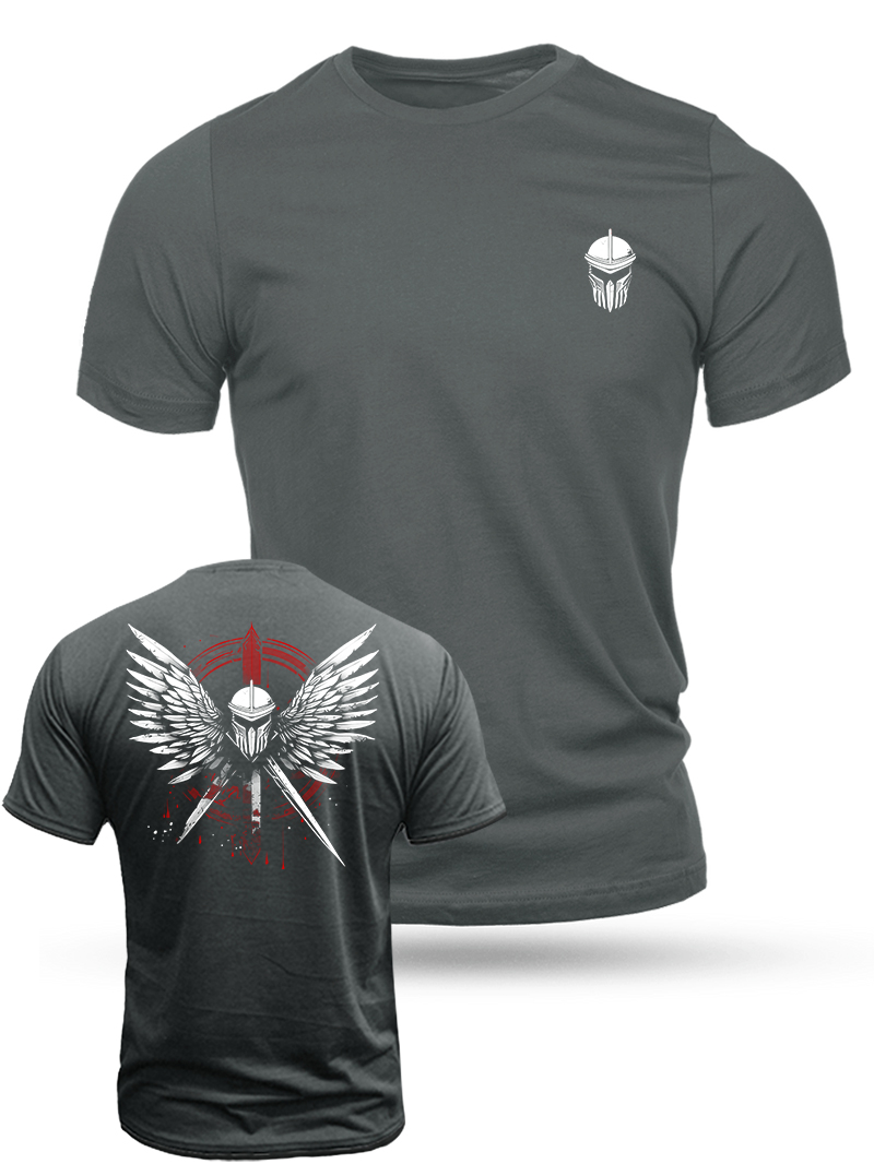 Sword With Wings - Spartan Warrior Duplex Printing Cotton T-Shirt