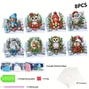 8PCS DIY Diamond Art Greeting Cards Xmas Congratulations Cards & Gifts (Owl)