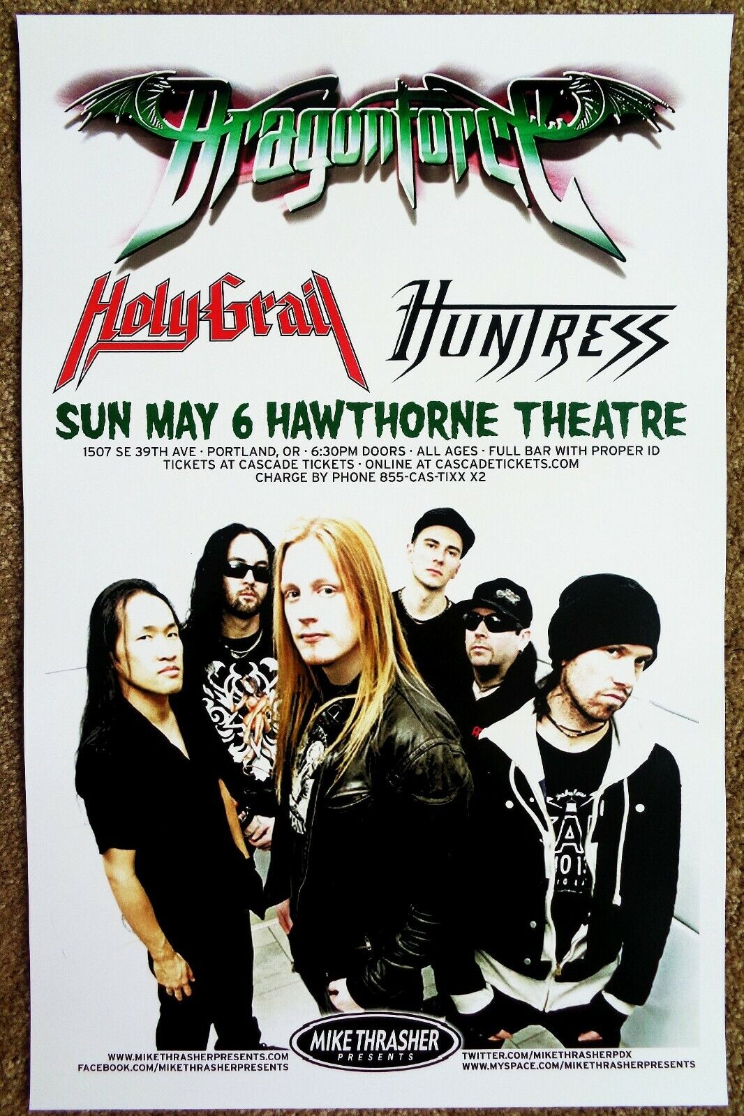 DRAGONFORCE 2012 Gig POSTER Portland Oregon Concert DRAGON FORCE