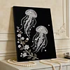 (30x40cm)Two Jellyfish DIY Pearl Painting Framed Grape Handmade Pearl Material Art Kit Living Room Decor