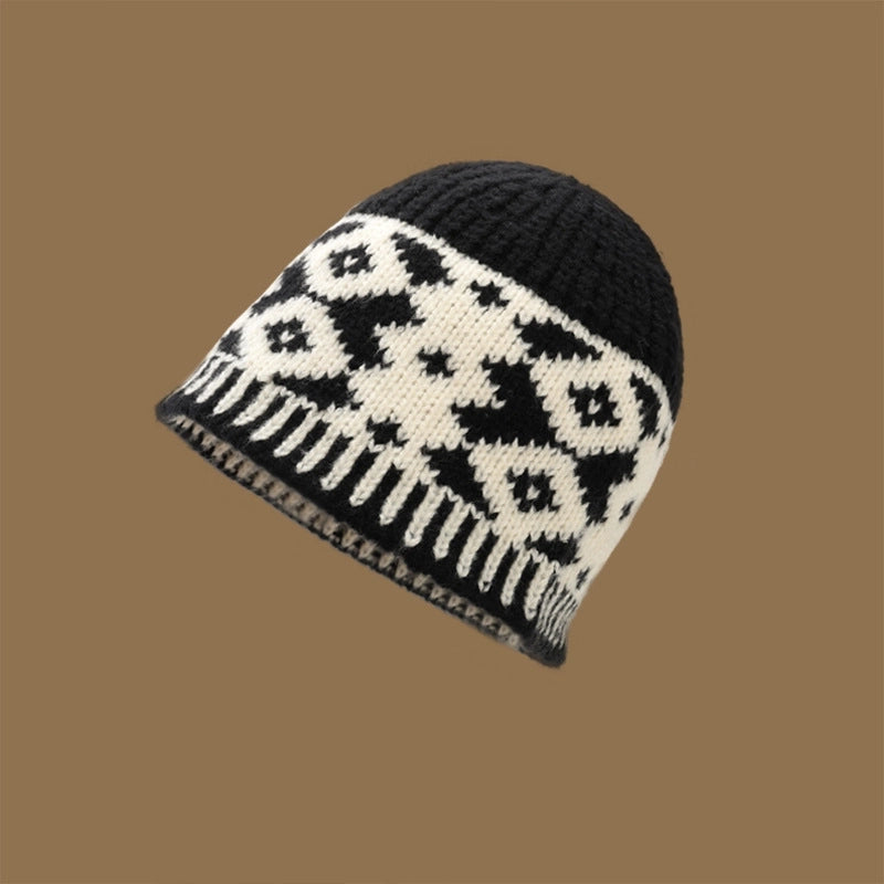 Women’s Sweet Minimalist Color Block Eaveless Wool Cap