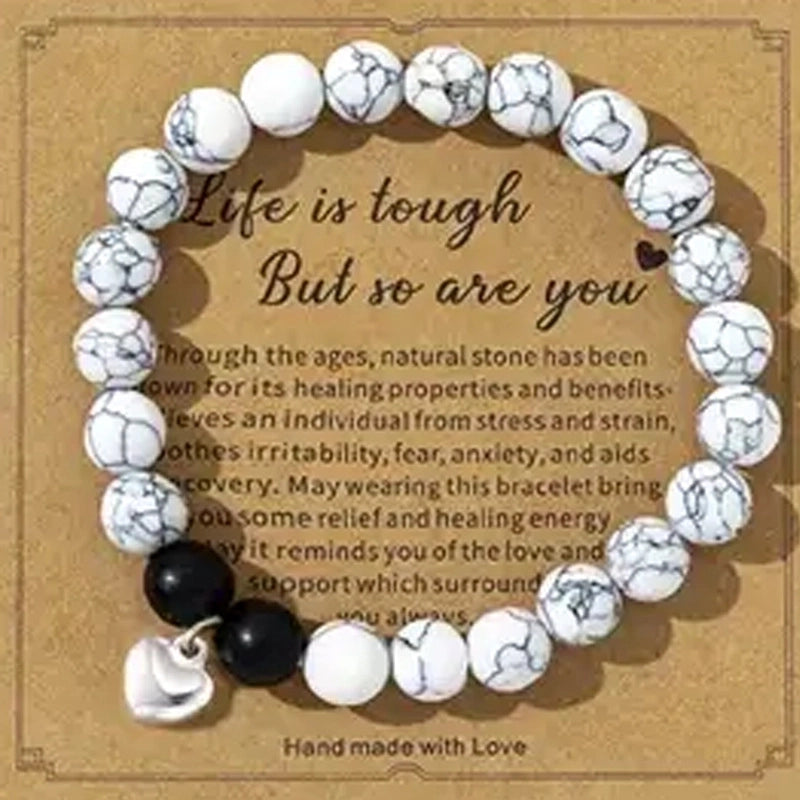 2 Pieces Retro Geometric Natural Stone Handmade Bracelets