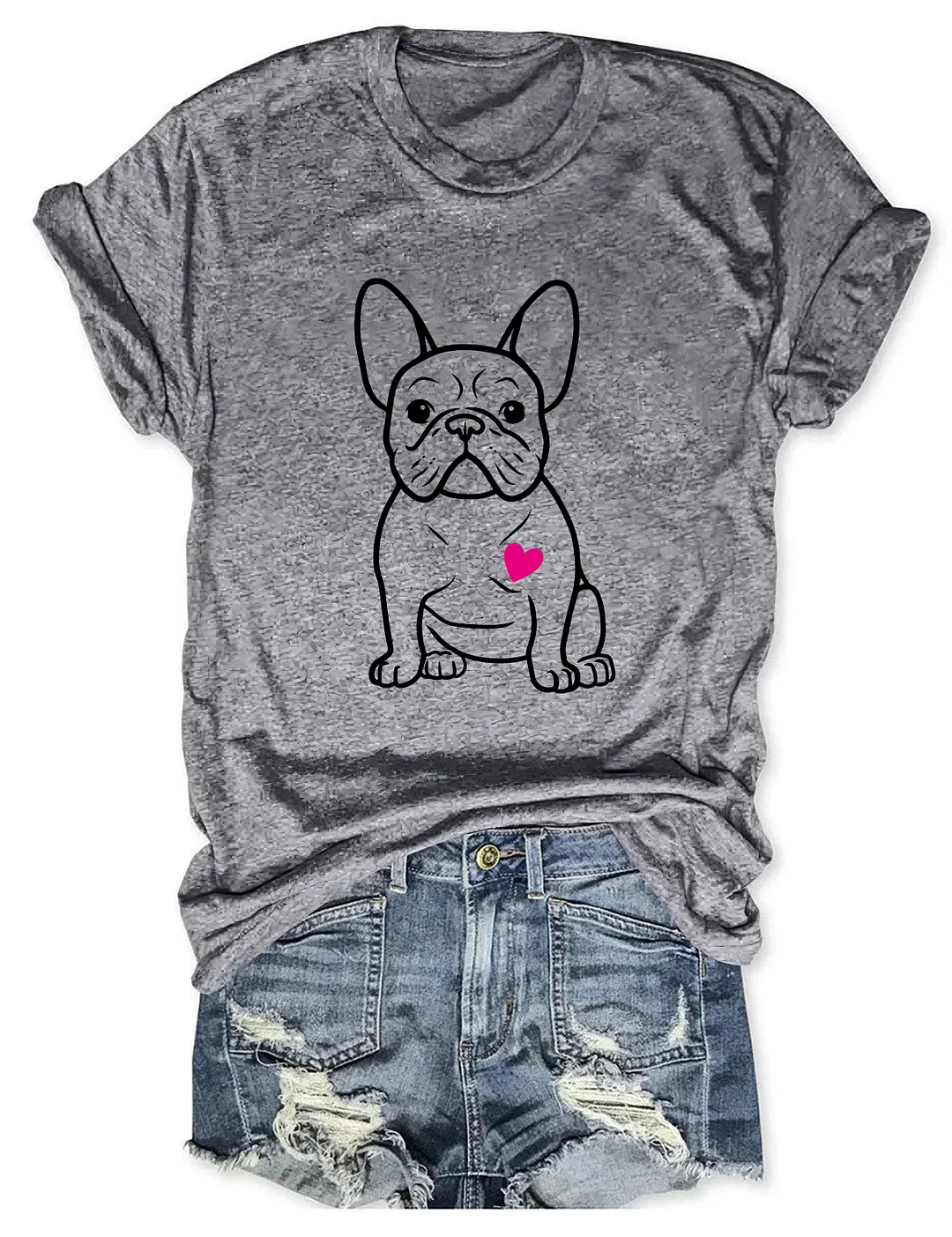 French Bulldog Heart T-shirt