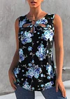 Plus Size Floral Print Keyhole Round Neck Casual Tank Top