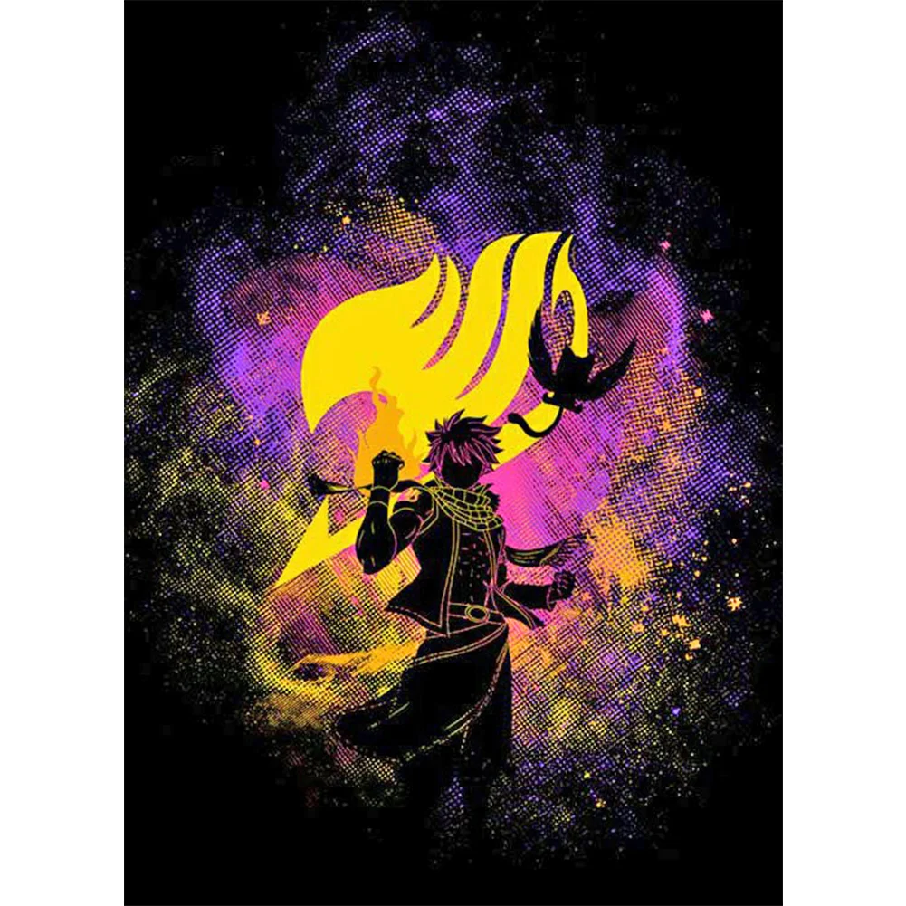 Full Round Diamond Painting 30*40cm - Fairy Tail-Natsu Silhouette