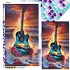 (Grande Taille) Guitare bord de mer-peinture diamant rond-40*70cm
