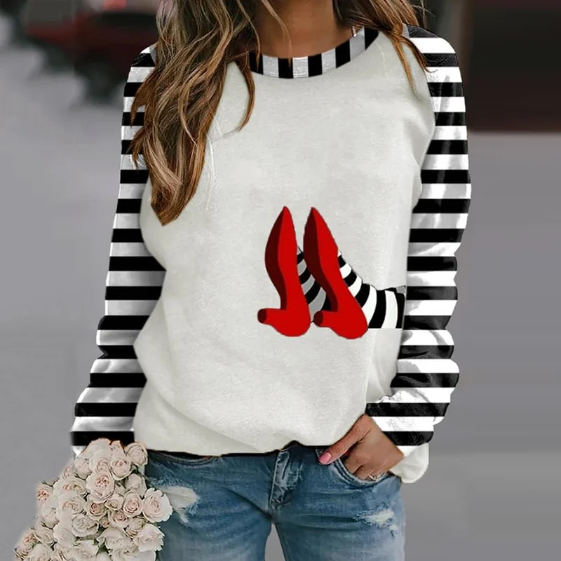 Classic Ruby Red Shoes Halloween Witch Legs Printed Casual Sweatshirt