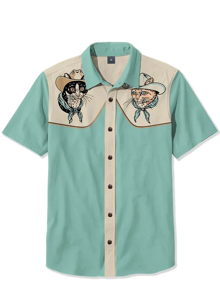 Suitmens 100% Cotton - Cowboy Cat  Shirt