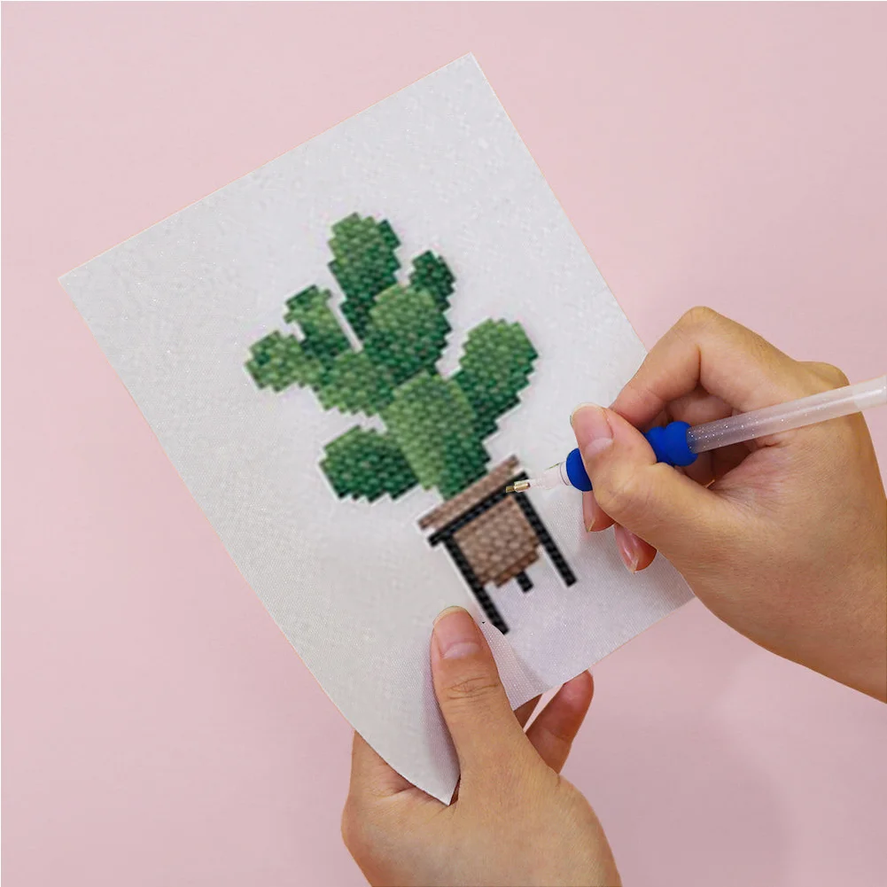 12pcs Plants DIY Mini Square Diamond Painting for Desktop Decor No Frame(14*18cm)