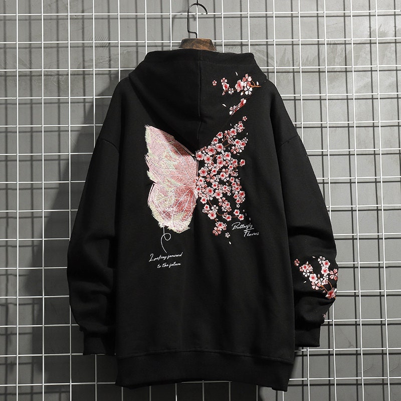 Harajuku Streetwear Kawaii Y2k Aesthetic Hoodies Embridered Floral Hoodie / TECHWEAR CLUB / Techwear