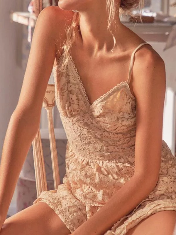 Thin straps lace dress
