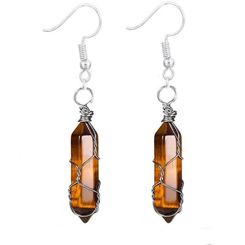 1 Pair Casual Minimalist Geometric Natural Stone Crystal Iron Drop Earrings