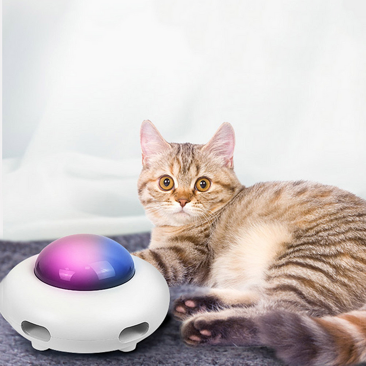 Cat tease toy interactive doll flying saucer feather stick rotating pet turntable training electronic components
