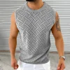  Men's Woven Pattern Sleeveless Knit Vest - Stylish and Versatile for Casual Wear by Inlyline