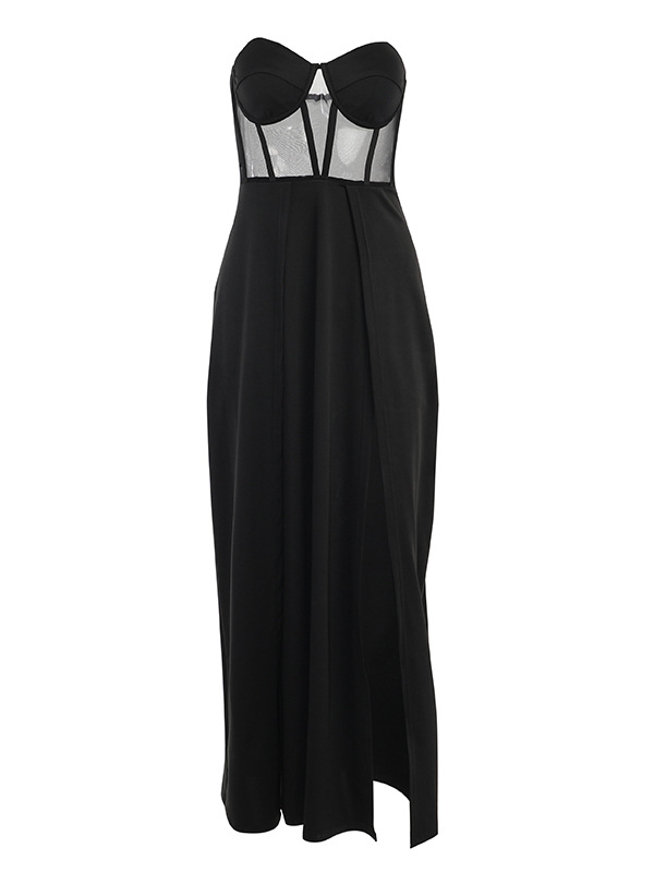 Sexy Elegant Off The Shoulder Split See Through Dress