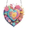 Diamond Painting Acrylic Single-Sided Heart and Flowers Hanging Pendant