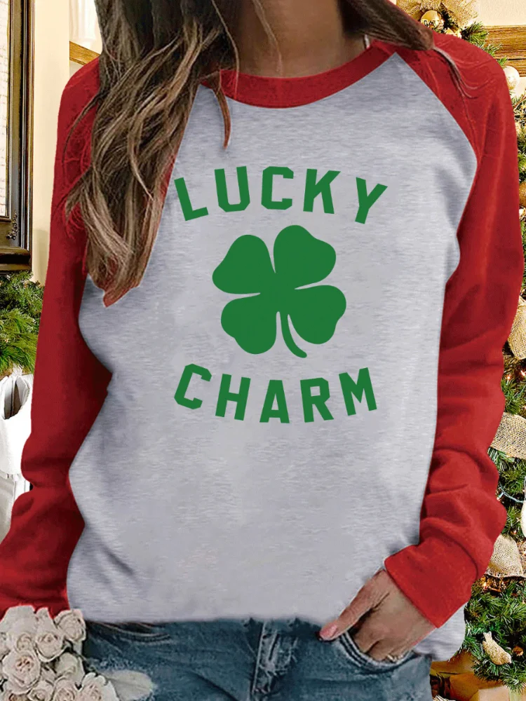 St. Patrick's Day Lucky Clover Print T Shirt