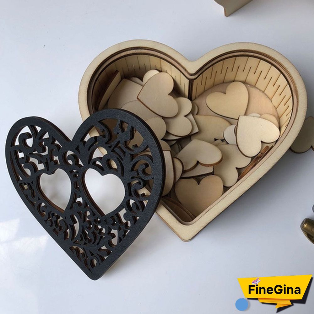 Wood Hearts Wedding Guest Book Alternative, Heart Drop Guest Book Rustic Wooden Love Heart Wedding Table Scatter Decoration Crafts, for 65 Hearts Wedding