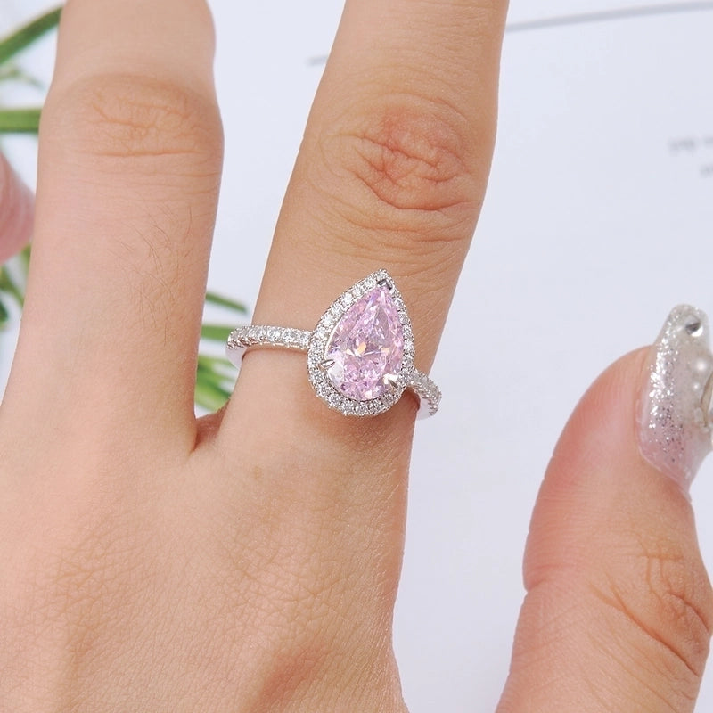 White Gold Plated 925 Sterling Silver High Carbon Diamond Geometric Rings