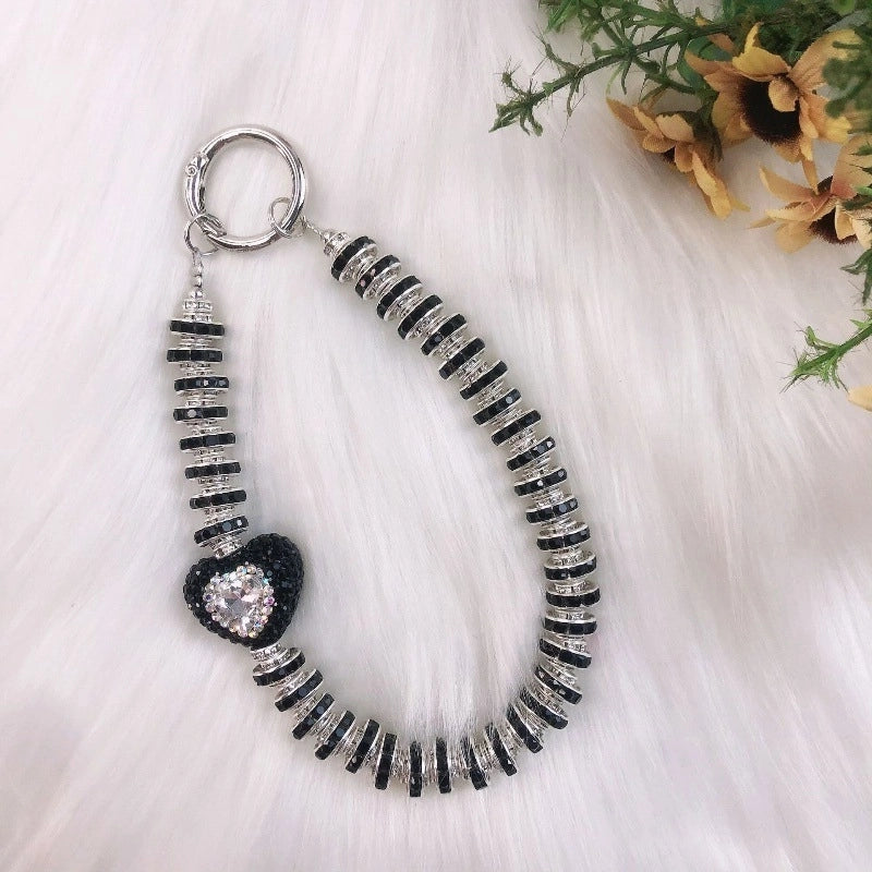 IG Style Shiny Ball Beaded Beaded Inlay Rhinestones Bag Pendant Keychain