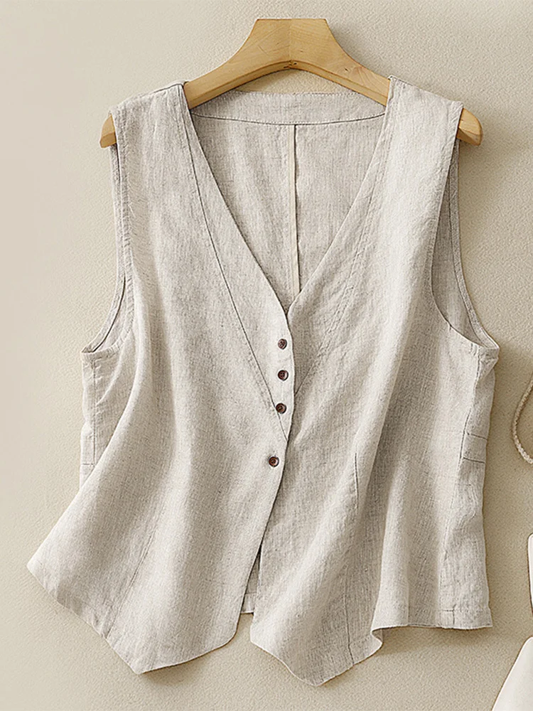 VChics Vintage Linen Blend Classy Vest