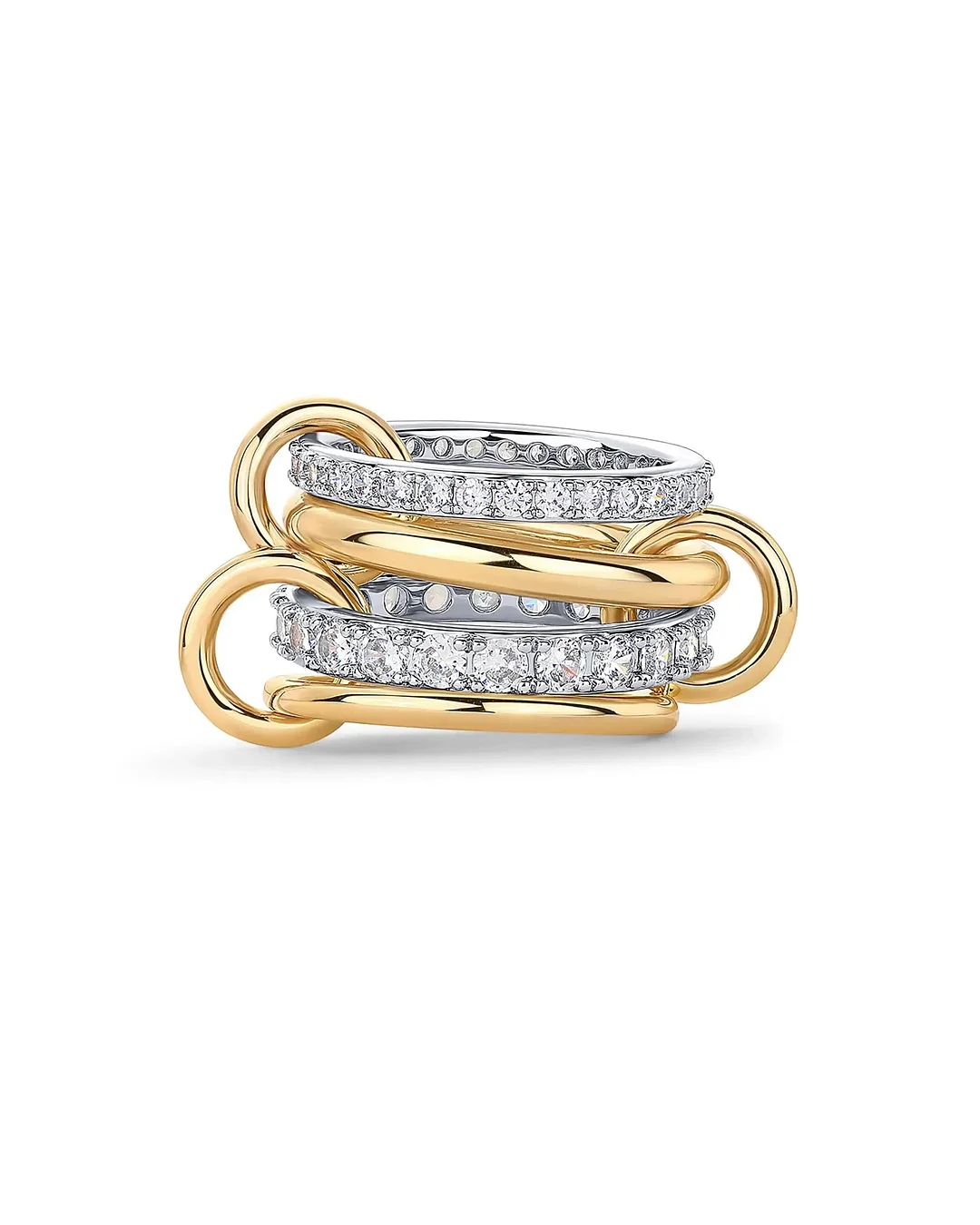 Interlocked Stackable Rings for Women - Statement Multi Ring Mixed Metals Stack