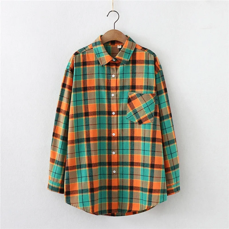 Young Style Plaid Shirts Women 2021 New Loose Design Blouse Lady Long Sleeve Blouses Cotton Casual Shirt Women Tops Blusas